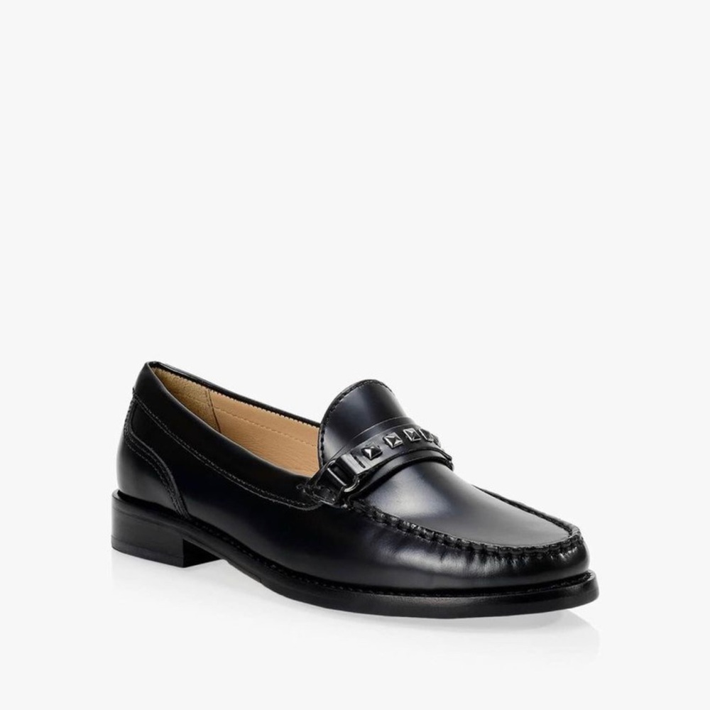 Black Studded Leather Loafers by Browns